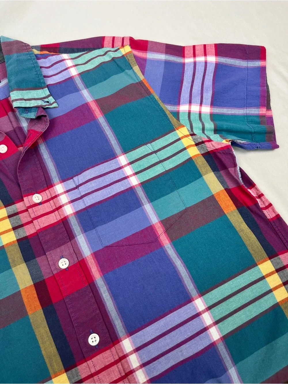 J.Crew Madras Plaid Short-Sleeve Button-Down Shirt Preppy Academia Ivy League